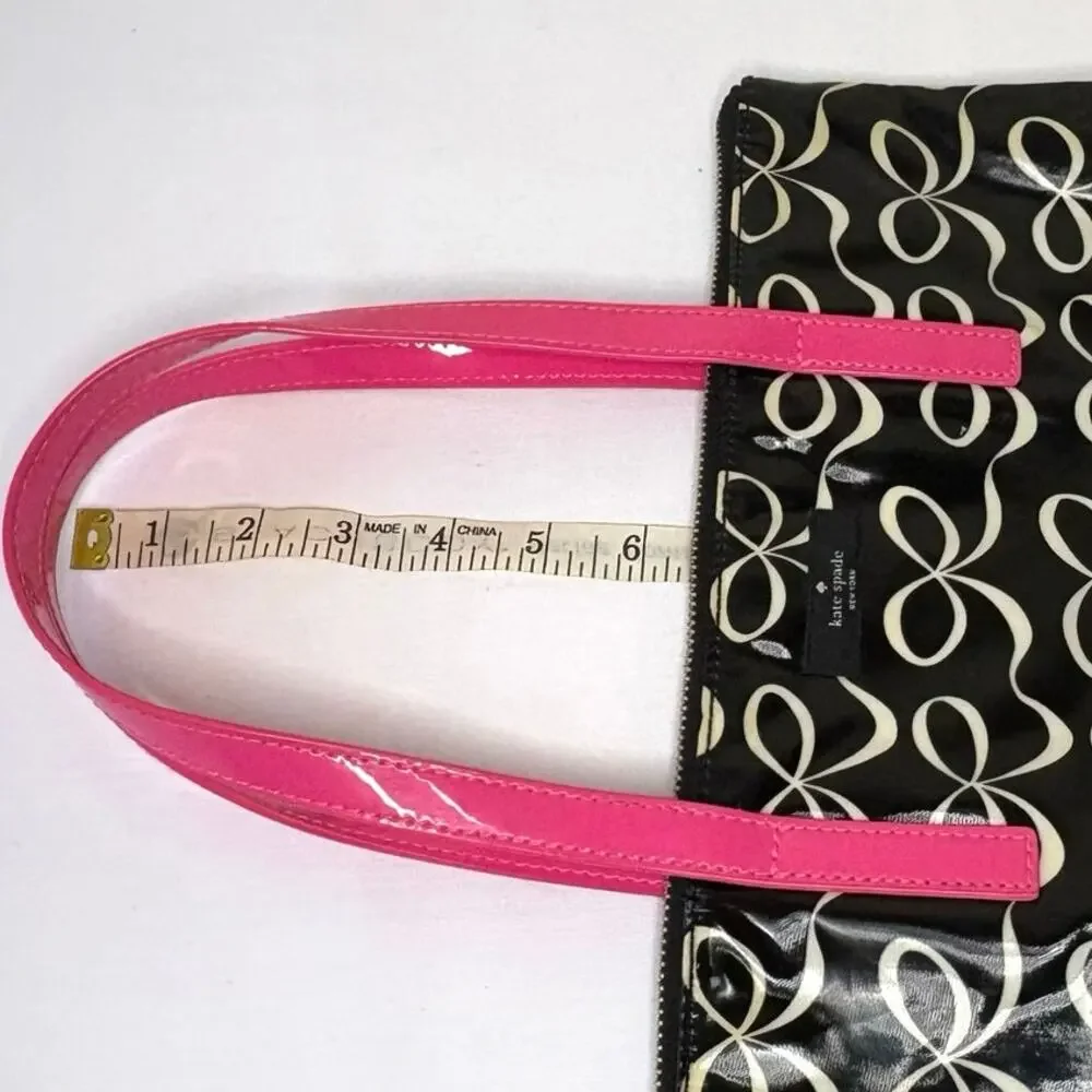 Kate Spade Vinyl Bow Bag Black White Pink - Picture 11 of 13